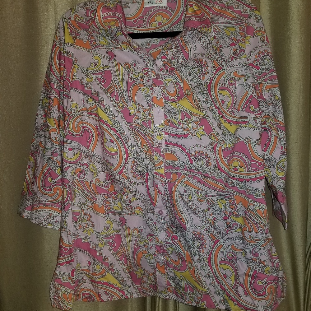 Denim & Company Paisley Blouse Size Medium